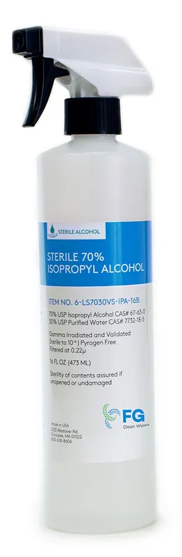 FG Clean Wipes 6-LS7030VS-IPA-16B 70% Sterile Isopropyl Alcohol (IPA), USP-Grade, 16 oz. Spray Bottle