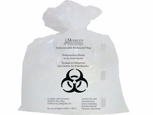 Medegen Clear Autoclavable Biohazardous Waste Bags