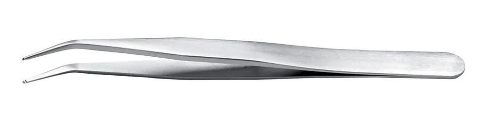Ideal Tek SM115-SA-1-ITU Medical-Grade Stainless Steel SMD Holding Tweezer with 30° Angled, Grooved Tips, for 0.5mm Cylinder Devices