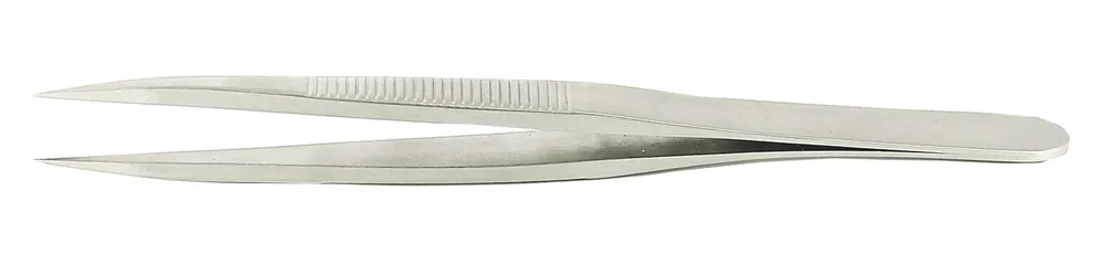 Ideal Tek AC-C-6-ITE Premium Economy Medical-Grade Carbon Steel Tweezer with Finger Grooves & Straight, Strong, Pointed Tips