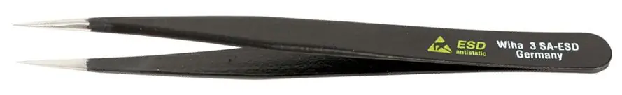 Wiha-44506 ESD-Safe Stainless Steel Assembly Tweezer with Straight, Fine, Rounded, Pointed Tips