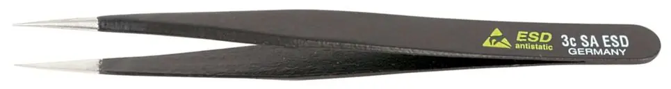 Wiha-44507 ESD-Safe Stainless Steel Tweezer with Straight, Short, Fine, Rounded, Pointed Tips
