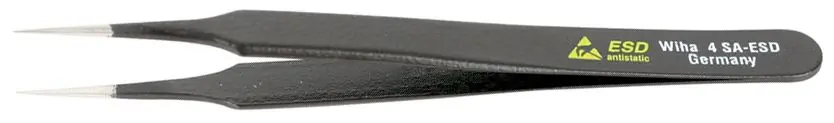 Wiha-44508 ESD-Safe Stainless Steel Tweezer with Straight, Tapered, Very Fine, Pointed Tips