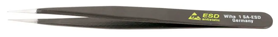 Wiha-44531 ESD-Safe Stainless Steel Tweezer with Straight, Fine, Pointed Tips