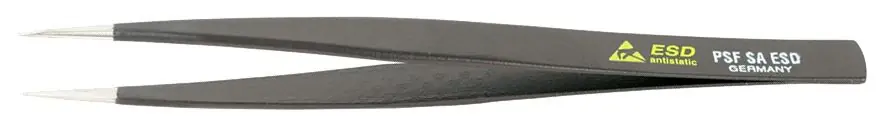 Wiha-44523 ESD-Safe Stainless Steel Tweezer with Straight, Long, Rounded, Pointed Tips