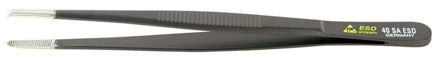 Wiha-44520 ESD-Safe Stainless Steel Tweezer with Universal Straight, Serrated, Blunt Tips