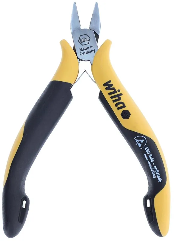WIHA 32703 Precision Small Tapered Head Semi-Flush Carbon Steel Cutter with Soft Grip Non-Slip Handles, 4.5" OAL