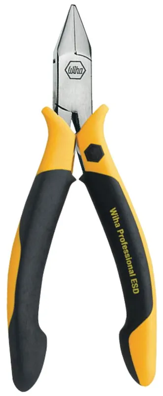 WIHA 32704 Precision Small Tapered Head Flush Carbon Steel Cutter with Hollow Ground Back & Soft Grip Non-Slip Handles, 4.5" OAL