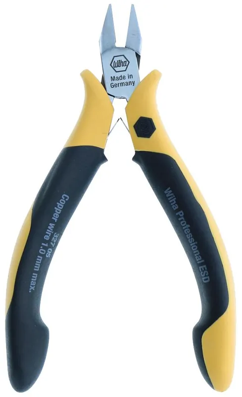 WIHA 32705 Precision Small Tapered Head Flush Carbon Steel Cutter with Soft Grip Non-Slip Handles, 4.5" OAL