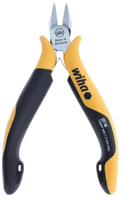 WIHA 32708 Precision Wide Tapered Head Carbon Steel Cutter with Soft Grip Non-Slip Handles, 4.5" OAL