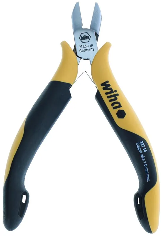 WIHA 32714 Precision Slim Oval Head Full-Flush Carbon Steel Cutter with Soft Grip Non-Slip Handles, 4.5" OAL