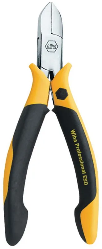 WIHA 32716 Precision Wide Oval Head Beveled Carbon Steel Cutter with Soft Grip Non-Slip Handles, 4.5" OAL