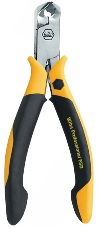 WIHA 32724 Precision 29° Oblique Head Ultra Full Flush Carbon Steel Cutter with Soft Grip Non-Slip Handles, 4.5" OAL