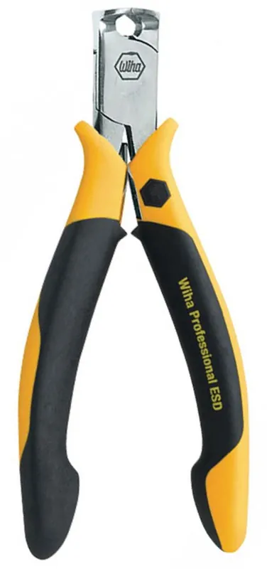 WIHA 32734 Precision Wide Head Flush Carbon Steel End Cutter with Soft Grip Non-Slip Handles, 4.5" OAL