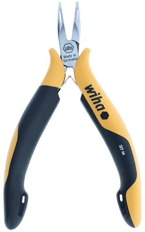 Wiha 32744 Precision ESD-Safe Snipe Chain Nose Pliers with 45° Bent, Smooth Jaw & Molded Comfort Grip, 4.75" OAL