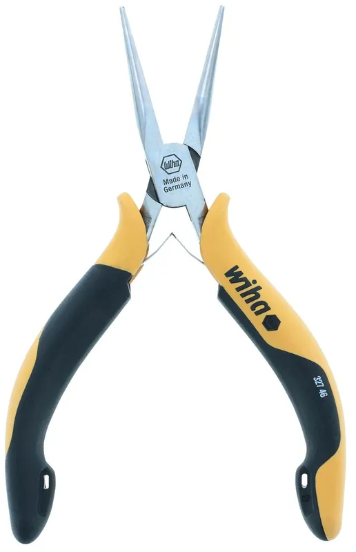 Wiha 32746 Precision ESD-Safe Long, Needle Nose Pliers with Straight, Serrated Jaw & Molded Comfort Grip, 5.75" OAL