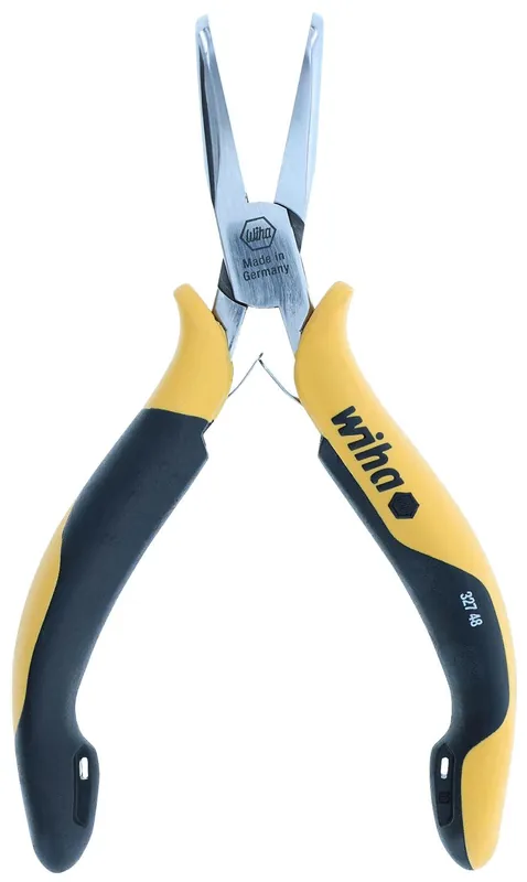 Wiha 32748 Precision ESD-Safe Needle Nose Pliers with 90° Bent, Smooth Jaw & Molded Comfort Grip, 5.75" OAL