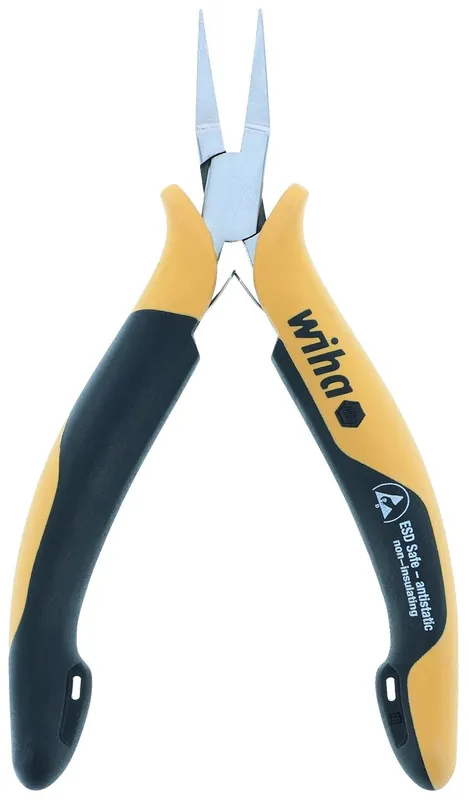 Wiha 32752 Precision ESD-Safe Short, Flat Nose Pliers with Smooth Jaw & Molded Comfort Grip, 4.75" OAL