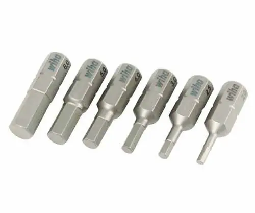 Wiha 71397 Hex Metric Insert Bit Set, 25mm OAL