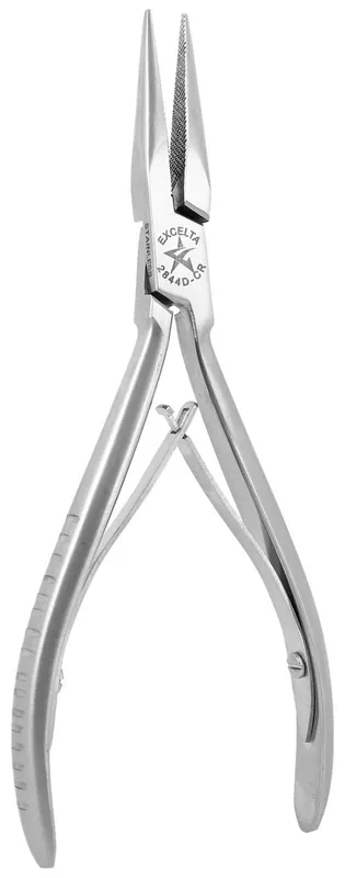 Excelta 2844D-CR ★★ Cleanroom-Safe Medium Chain Nose Stainless Steel Pliers with Serrated Jaw & Dual Leaf Springs Handles, 5.75" OAL