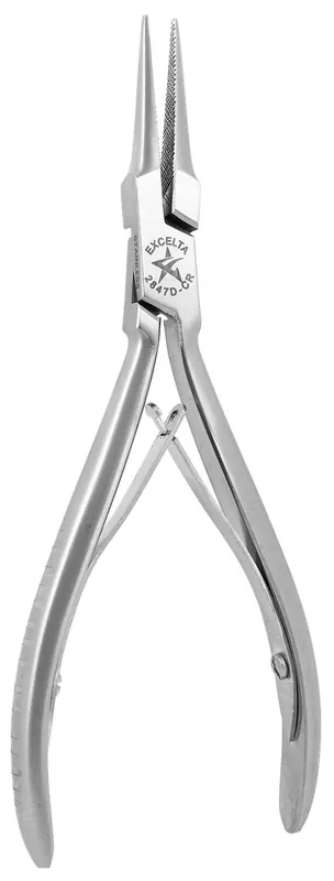 Excelta 2847D-CR ★★ Cleanroom-Safe Medium Needle Nose Stainless Steel Pliers with Serrated Jaw & Dual Leaf Springs Handles, 5.75" OAL