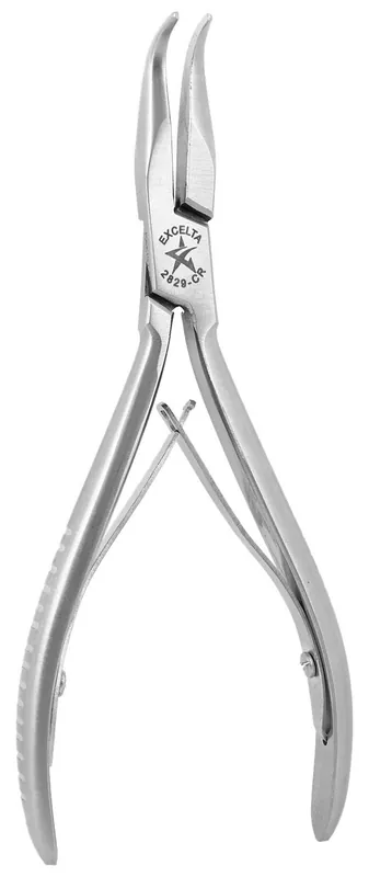 Excelta 2829-CR ★★ Cleanroom-Safe Medium Bent Nose Stainless Steel Pliers with 60° Angled Jaw & Dual Leaf Springs Handles, 5.75" OAL