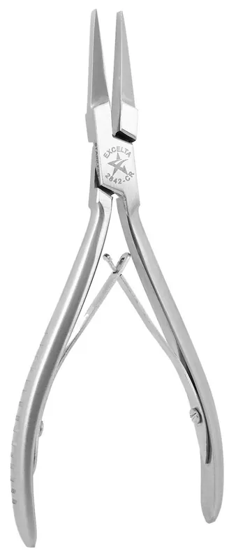 Excelta 2842-CR ★★ Cleanroom-Safe Medium Flat Nose Stainless Steel Pliers with Dual Leaf Springs Handles, 5.75" OAL