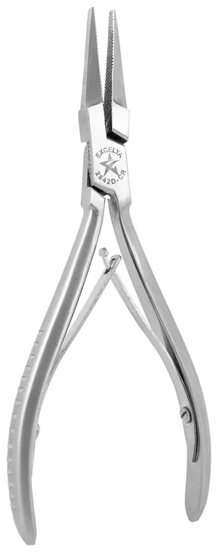 Excelta 2842D-CR ★★ Cleanroom-Safe Medium Flat Nose Stainless Steel Pliers with Serrated Jaw, 5.75" OAL