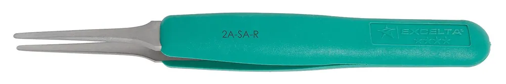 Excelta 2A-SA-R ★★★★ ESD-Safe, Cleanroom-Safe Neverust® Stainless Steel Tweezer with Ergo-Tweeze® Handle & Straight, Flat, Tapered, Pointed Tips