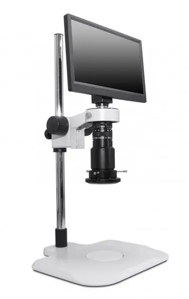 Scienscope MAC3-PK1-R3 MAC3 Ergonomic Inspection System with High Intensity LED Ring Light, Post Stand & 1080p Camera