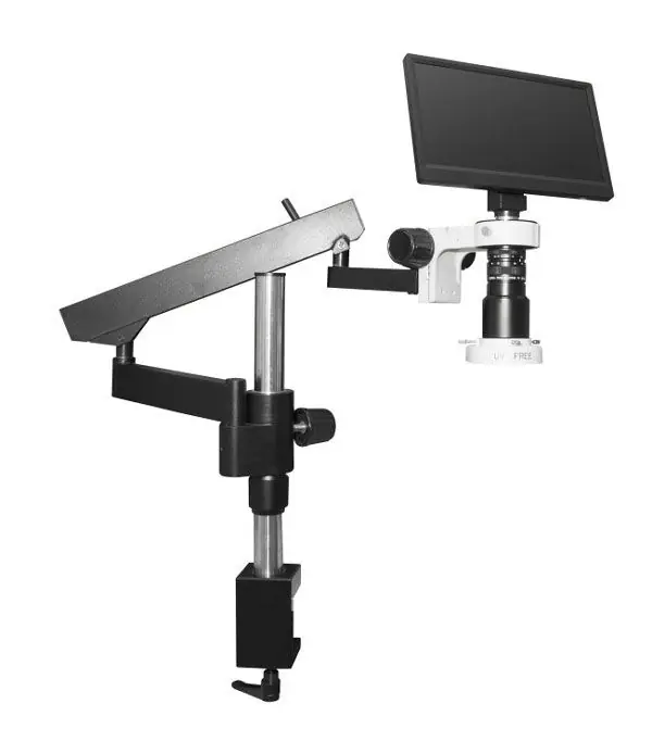 Scienscope MAC3-PK3-E1Q MAC3 Ergonomic Inspection System with Quad-Control LED Ring Light, Articulating Arm & 1080p Camera