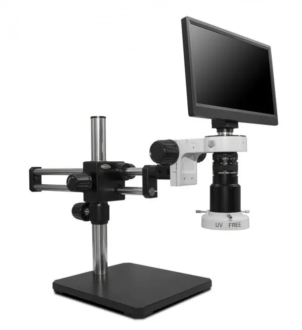 Scienscope MAC3-PK5D-E2D MAC3 Ergonomic Inspection System with LED Ring Light, Double Arm Boom Stand & 1080p Camera