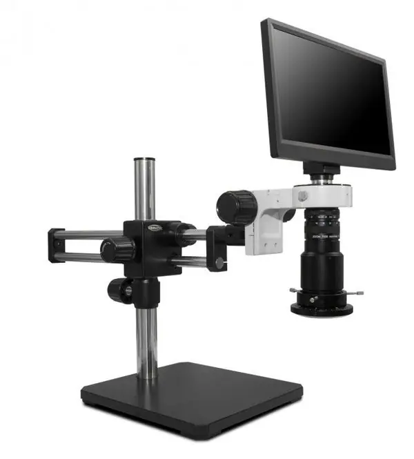 Scienscope MAC3-PK5D-R3 MAC3 Ergonomic Inspection System with High Intensity LED Ring Light, Double Arm Boom Stand & 1080p Camera
