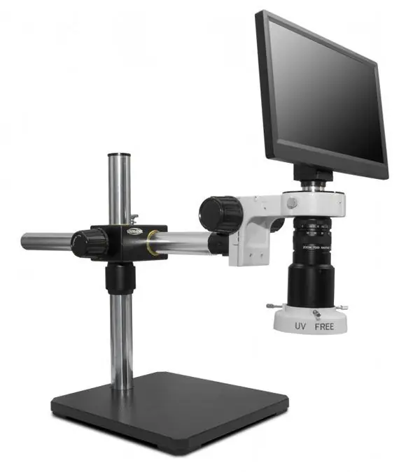 Scienscope MAC3-PK5S-E1Q MAC3 Ergonomic Inspection System with Quad-Control LED Light, Single Arm Boom Stand & 1080p Camera
