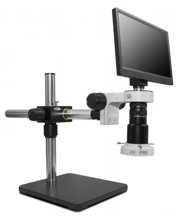 Scienscope MAC3-PK5S-E2D MAC3 Ergonomic Inspection System with LED Ring Light, Single Arm Boom Stand & 1080p Camera