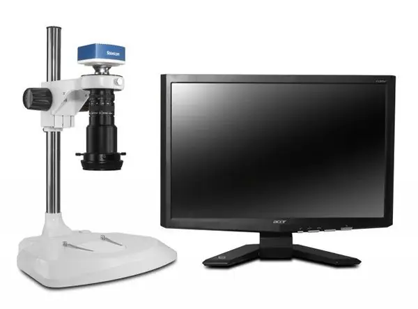 Scienscope MAC-PK1-R3 Macro Video Inspection System with High Intensity LED Ring Light, Post Stand & 1080p Camera