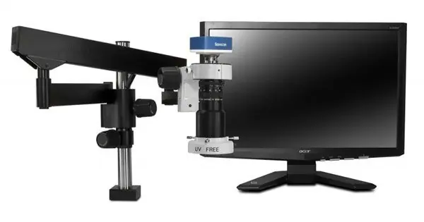 Scienscope MAC-PK3-E2D Macro Video Inspection System with LED Ring Light, Articulating Arm & 1080p Camera