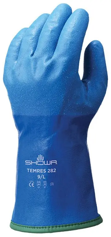 Showa 282 TEMRES® Polyurethane Coated Insulated Gloves with Textured Grip & Acrylic Fleece Liner, Blue (12 Pair)