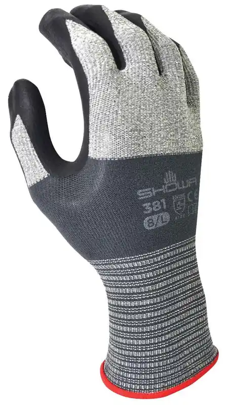 Showa 381 Nitrile Foam Coated Extended Cuff 19-Gauge General Purpose Microfiber Gloves
