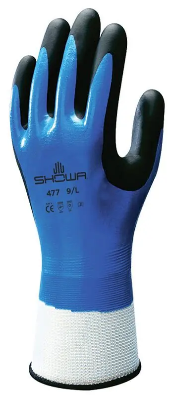 Showa 477 Insulated Gloves with Nitrile Foam Palm Coating & Thermal Acrylic Liner, Blue/Black