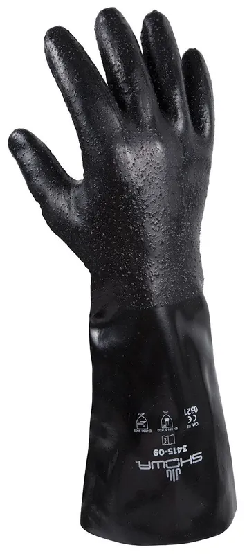 Showa 3415 Neoprene Coated 15-Gauge Chemical-Resistant Gloves, Navy, 14"