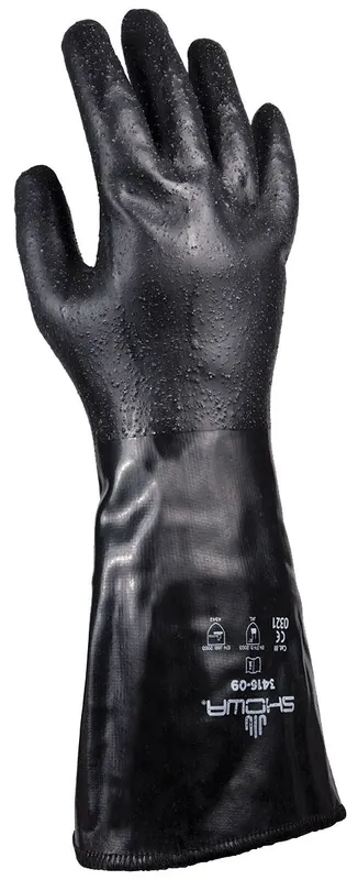 Showa 3416 Neoprene Coated 13-Gauge Cut-Resistant Gloves, Black, 14"