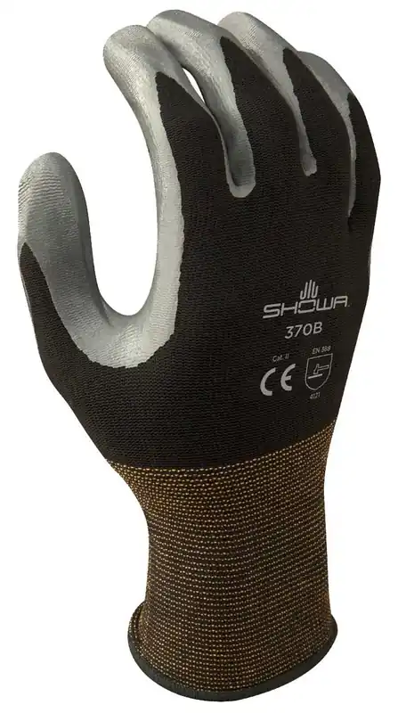 Showa 370B Lint-Free Nitrile Coated Palm Dipped 13-Gauge General Purpose Nylon Gloves