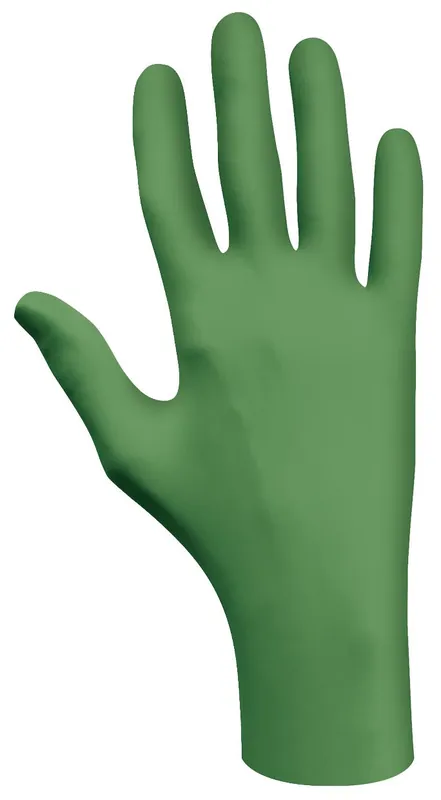 Showa 6110PF Eco Best Technology® (EBT) Powder-Free Biodegradable 4 Mil Nitrile Gloves with Bisque Fingertips, Green, 9.5"