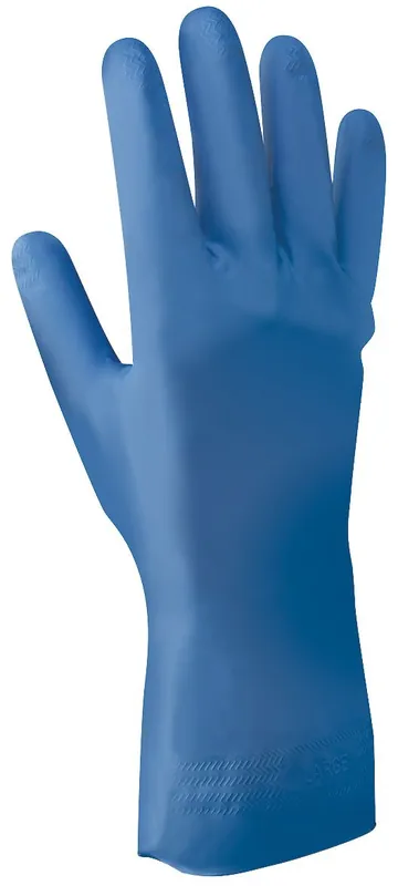 Showa 707FL Flocked Lined, Unsupported 11 Mil Nitrile Chemical-Resistant Gloves, Blue, 12"