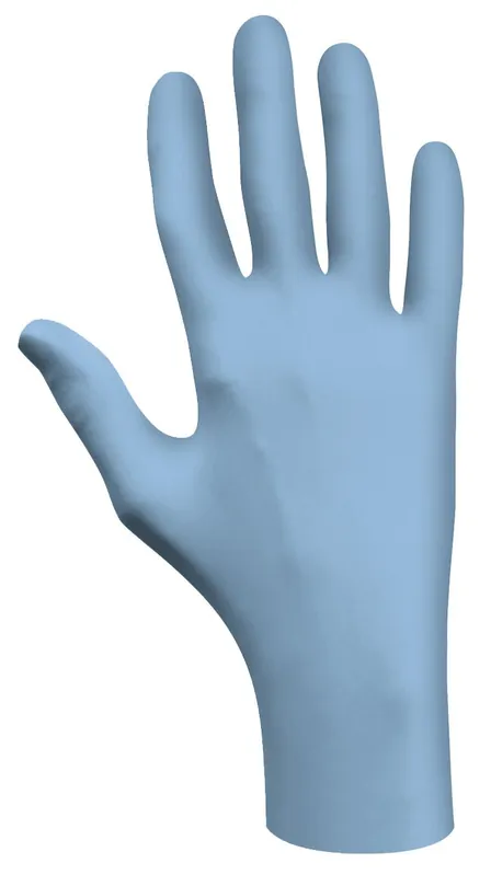 Showa 7500PF Eco Best Technology® (EBT) Economy-Grade Powder-Free Biodegradable 4 Mil Nitrile Gloves with Bisque Fingertips, Blue, 9.5"