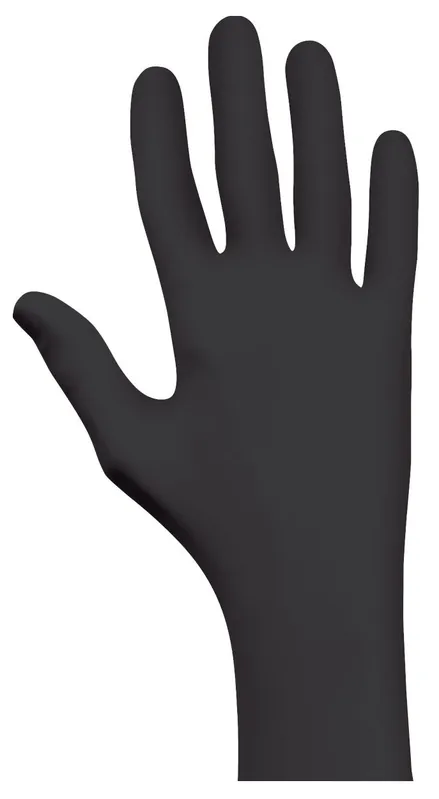Showa 7700PFT Powder-Free Disposable 4 Mil Nitrile Gloves with Bisque Fingertips, Black, 9.5"