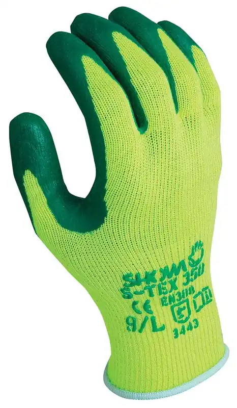 Showa S-TEX350 Hagane Coil® Nitrile Palm Coated 10-Gauge Cut-Resistant, Fluorescent Yellow/Green, 9.5"-11"