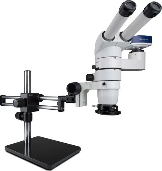 Scienscope CMO-PK10-R3E E-Series 20° Fixed Trinocular Microscope with Dual Boom Stand, 1080p Camera & High Intensity LED Ring Light