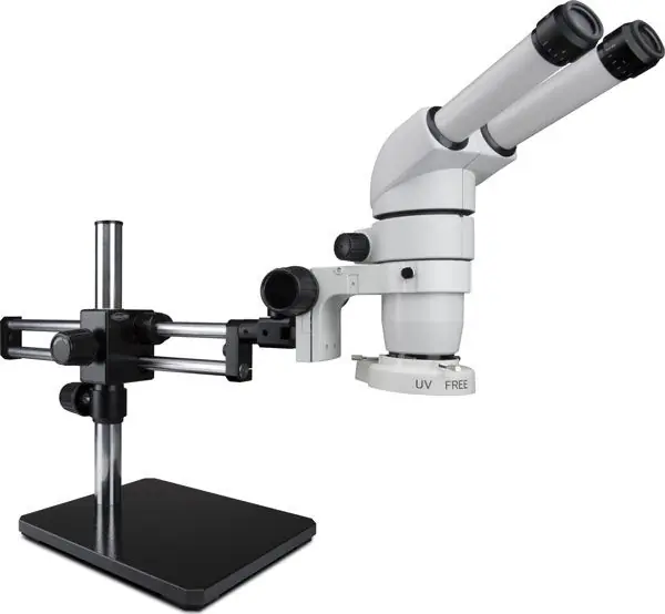 Scienscope CMO-PK5D-E1 E-Series 20° Fixed Binocular Microscope with Dual Boom Stand & LED Ring Light